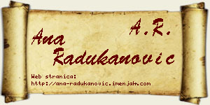 Ana Radukanović vizit kartica